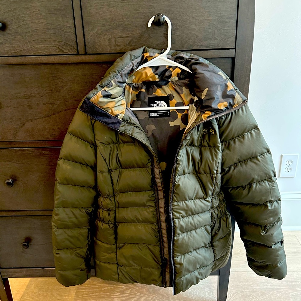The North Face Green with Camo liner Jacket